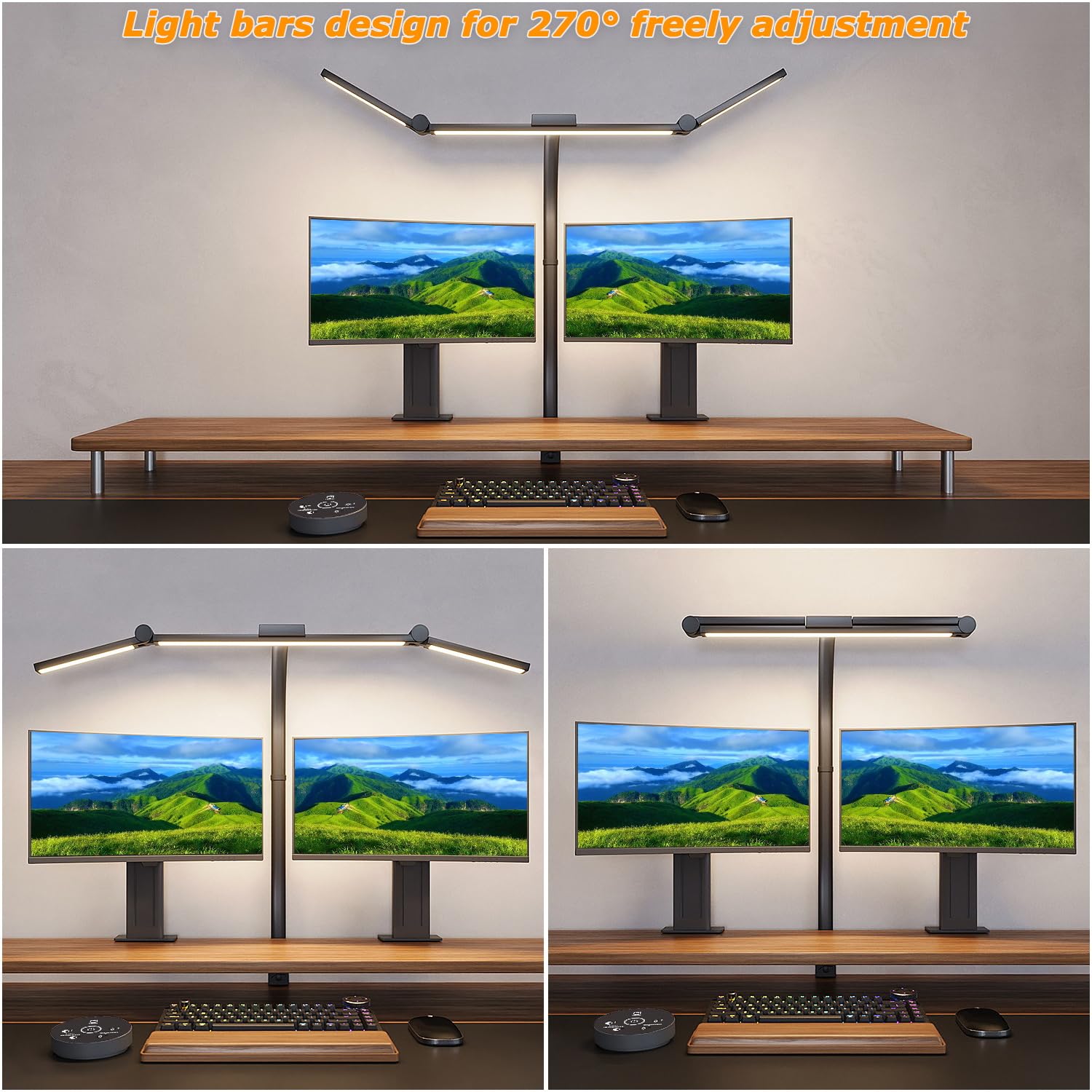 24W LED Desk Lamp with Remote - Adjustable Double Head Architect Lamp, Flexible Gooseneck & Clamp, 5 Color Modes, Eye-Caring Light for Home Office, Computer Work, Drafting & Reading