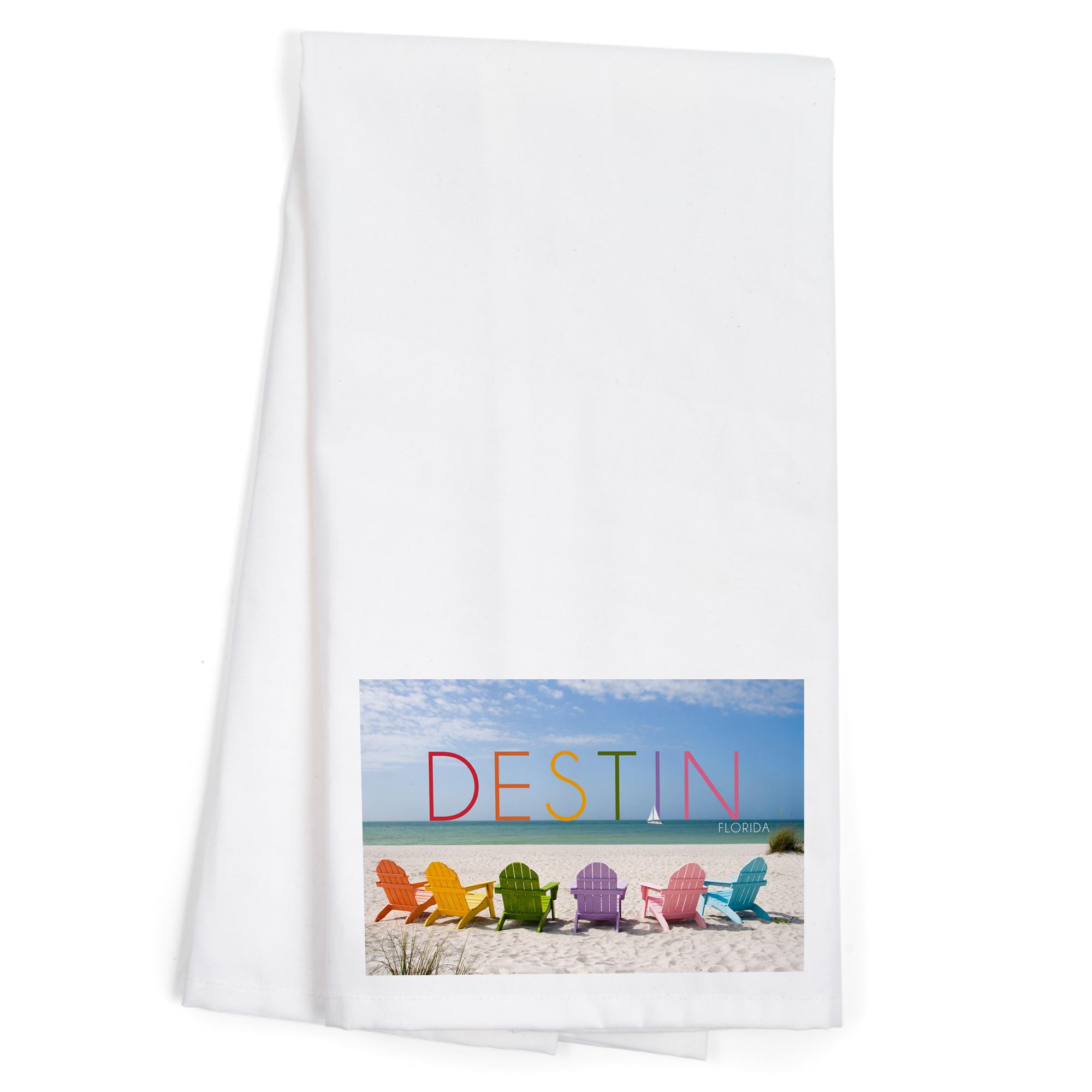 Lantern Press Destin Florida Beach Chairs 100% Cotton Tea Towel - Decorative Hand Towel for Kitchen, Bathroom & Home Decor - Perfect for Beach House, Coastal Decor & Gift Giving