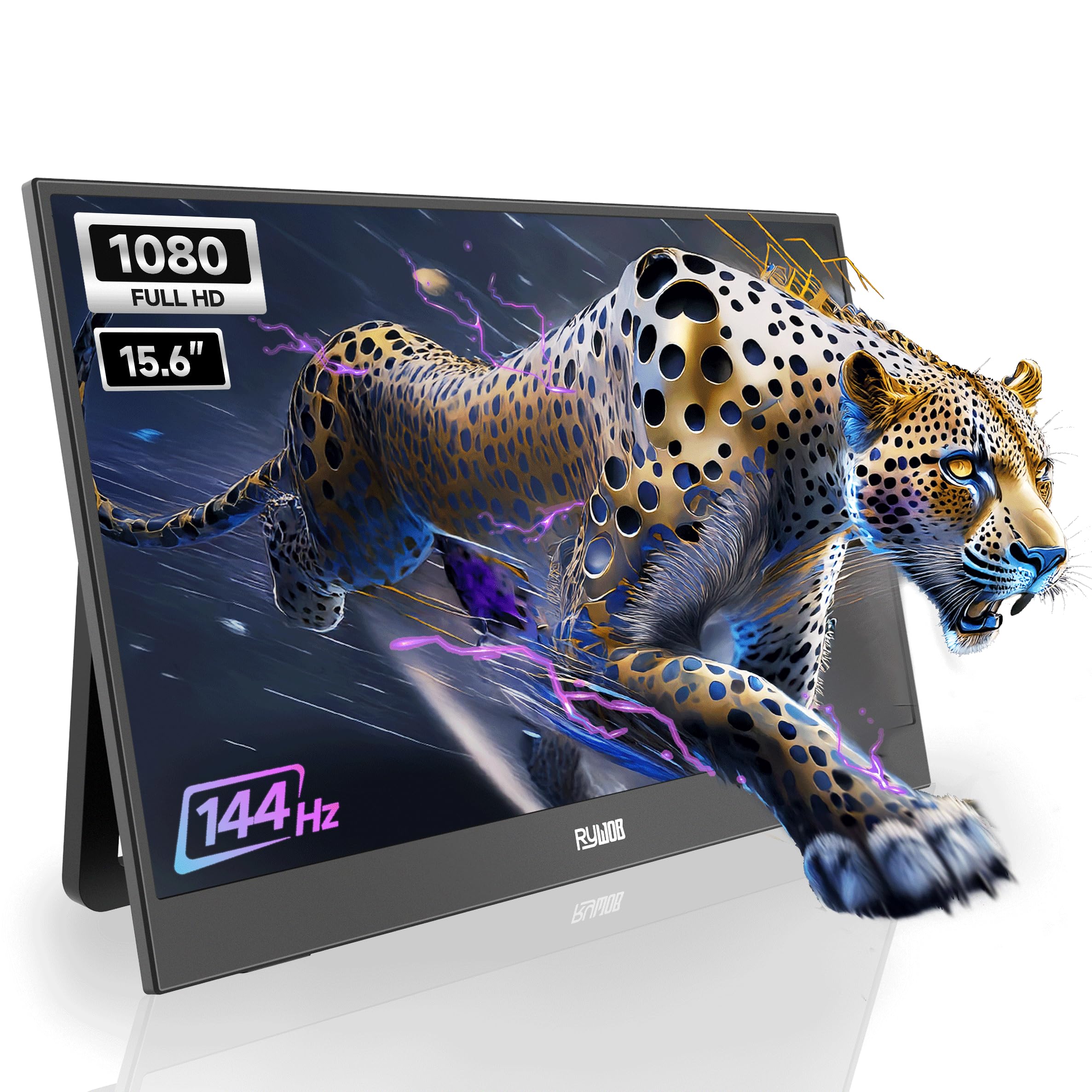 15.6 Inch Portable Gaming Monitor with IPS Screen - 144Hz Refresh Rate, Ultra Slim USB-C & HDMI Display - Compatible with Laptop, PC, PS5/4, Xbox, Mac, Nintendo Switch - Perfect for Travel, Office & Home Gaming Setup
