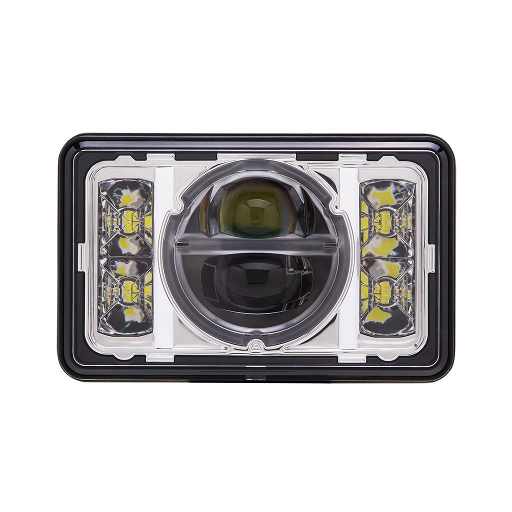 4x6 LED Chrome Headlight Projector with Hi/Lo Beam - Compatible with Peterbilt 357, 378, 379 Trucks - High Visibility for Night Driving & Off-Road Use