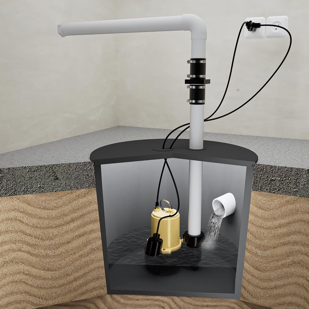 3/4HP Cast Iron Sewage Pump with Tethered Float Switch & Quick Connect Fitting - K2 Pumps SWW07501TPK - Ideal for Basement Flooding, Septic Systems & Wastewater Removal