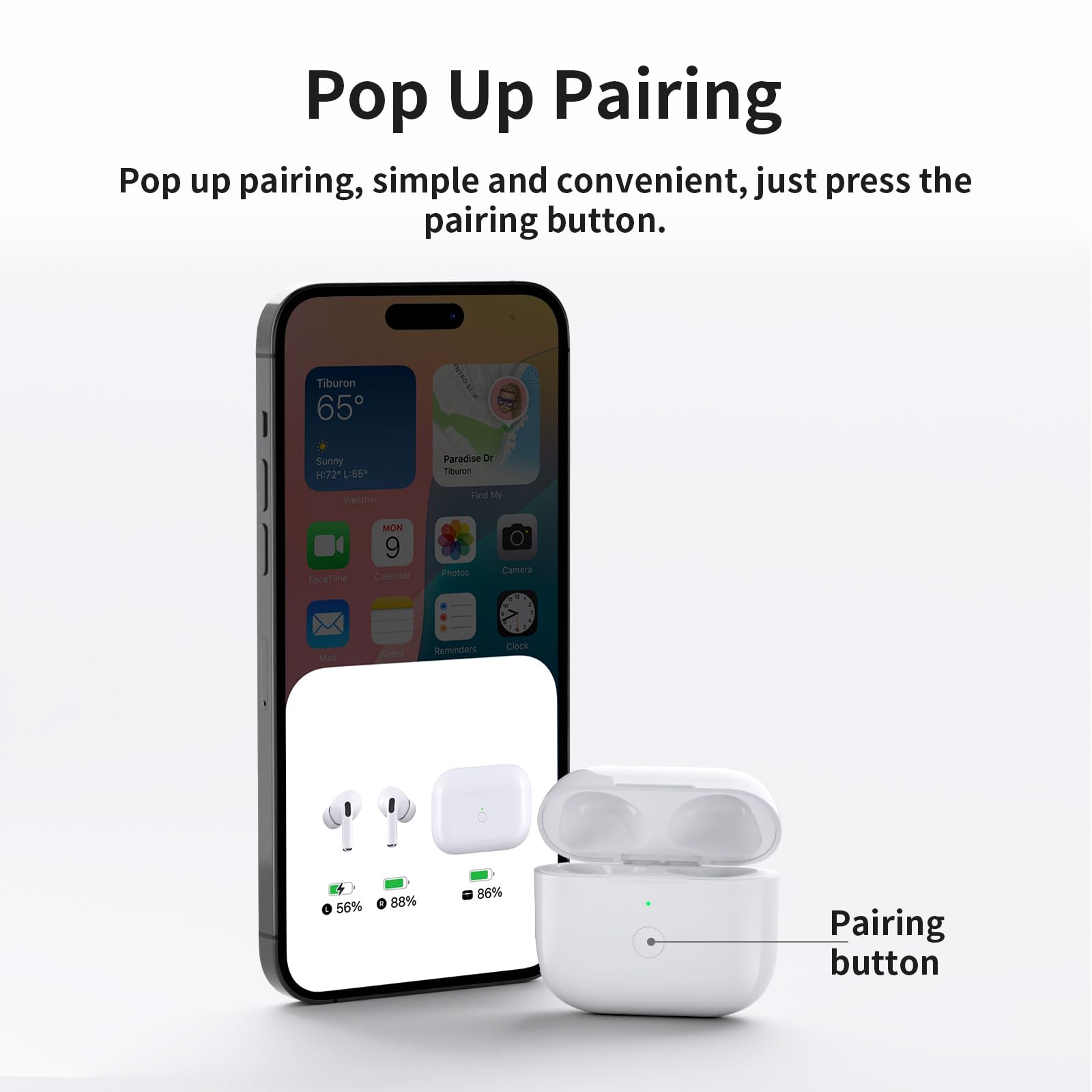Wireless Charging Case Replacement for AirPods Pro 1 & 2 - 660mAh Bluetooth Pairing Case with LED Indicator | Perfect for Travel, Workouts & Daily Use