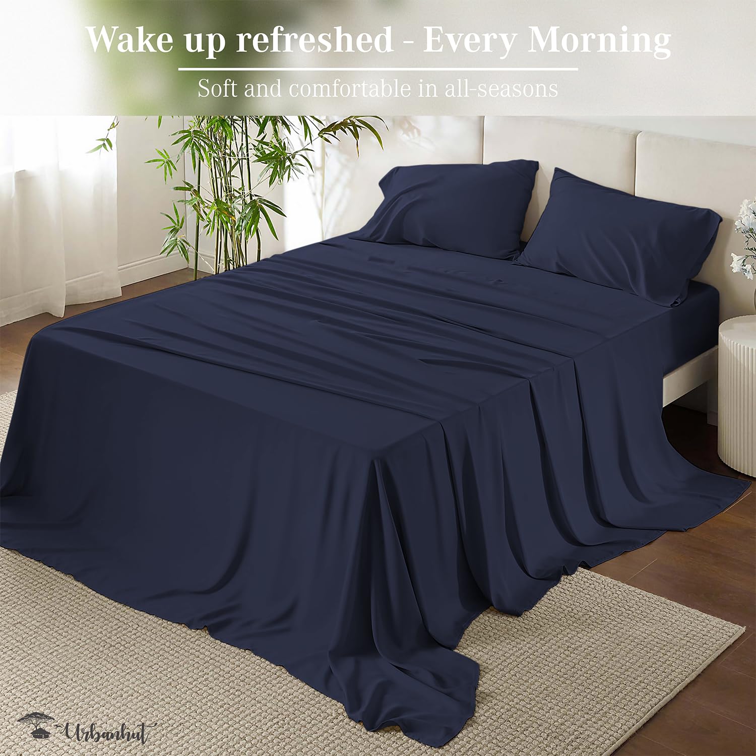 Premium 700 Thread Count Egyptian Cotton King Size Sheet Set - 4Pc Luxury Sateen Weave Bedding with 16