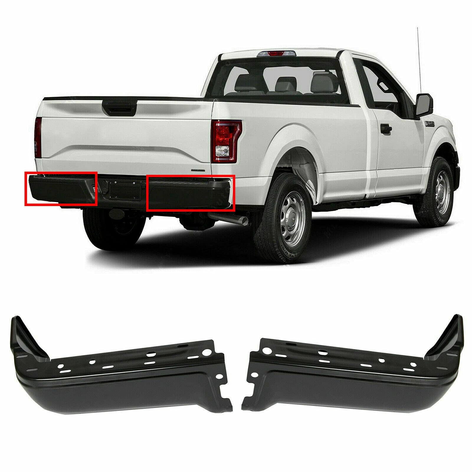 ZZXIA Heavy Duty Steel Rear Step Bumper Face Bar Ends - Left & Right Side Replacement Parts for Truck Accessories | Perfect for Off-Roading, Towing & Vehicle Protection
