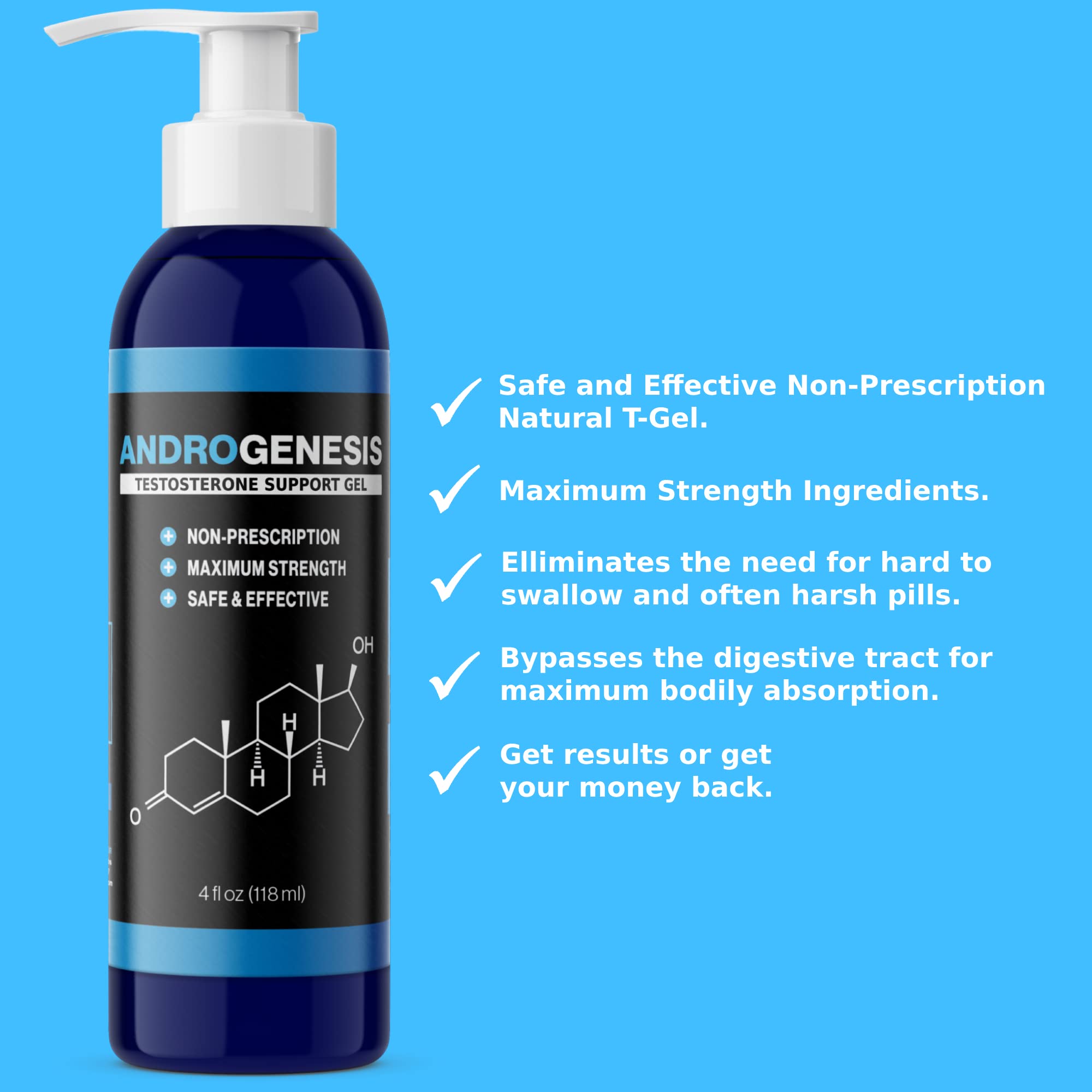 Natural Testosterone Booster Gel for Men - Low-T Support, Muscle Recovery, Energy & Healthy Aging - Blue, Pack of 2 | Gym, Workout & Daily Performance Enhancement