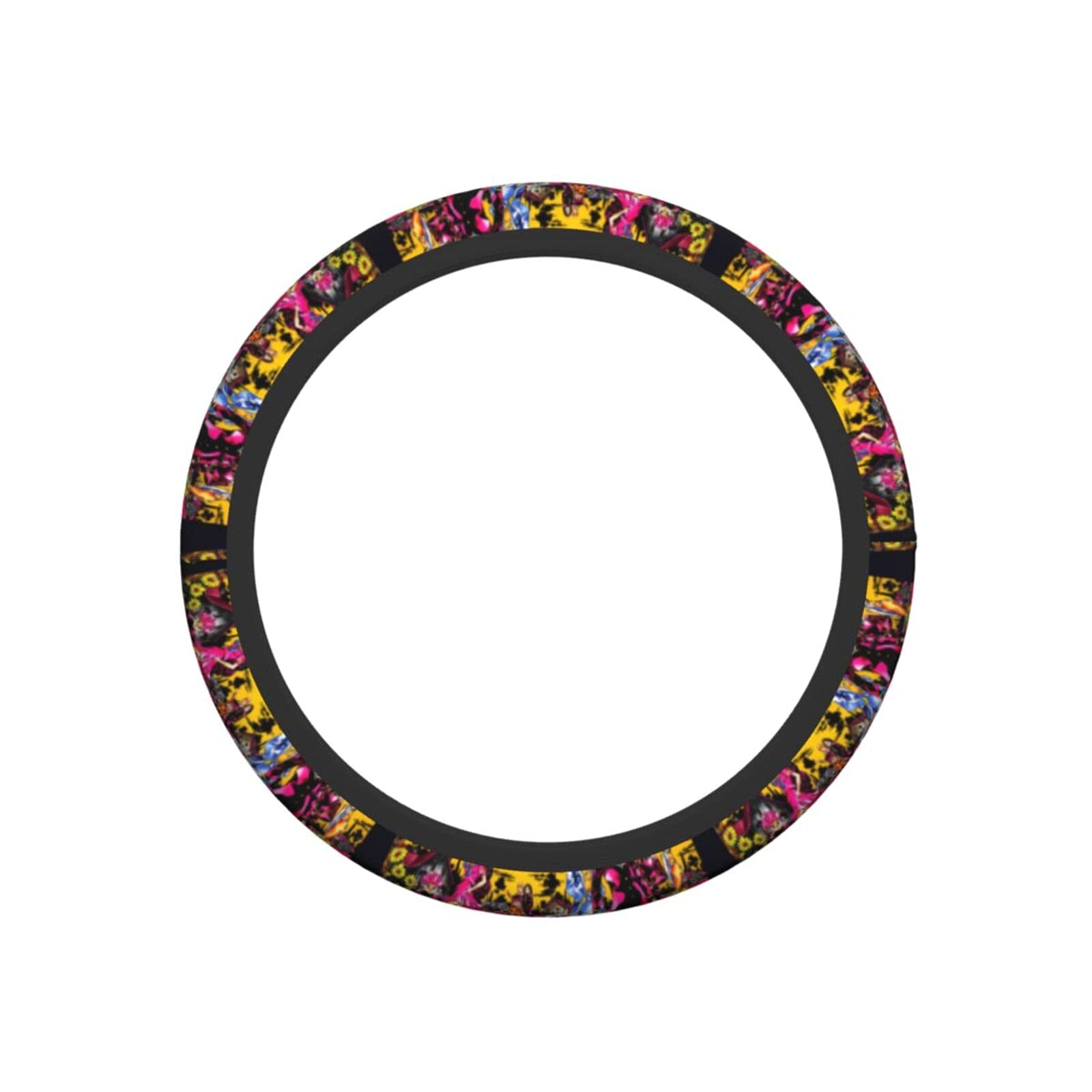 JoJo's Bizarre Adventure Anime Steering Wheel Cover - Universal Stretchable Non-Slip Car Accessory for Men & Women | Perfect for Road Trips & Daily Commute