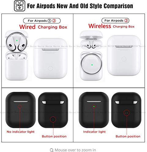 AirPods 2 Protective Case - Soft Silicone Cover with Charging Port & Anti-Lost Carabiner - Shockproof & Durable Earphone Sleeve for AirPods (Dark Blue) - Perfect for Gym, Travel & Everyday Use