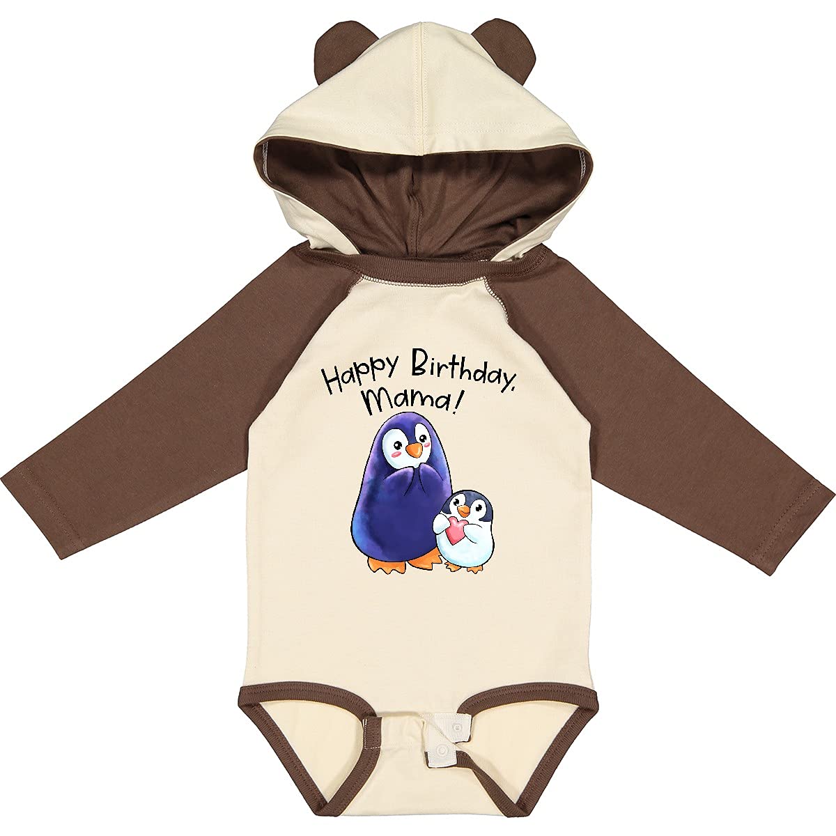 Inktastic Happy Birthday Mama Cute Penguins Long Sleeve Baby Bodysuit - Adorable Penguin Design for Birthday Celebrations & Family Photos