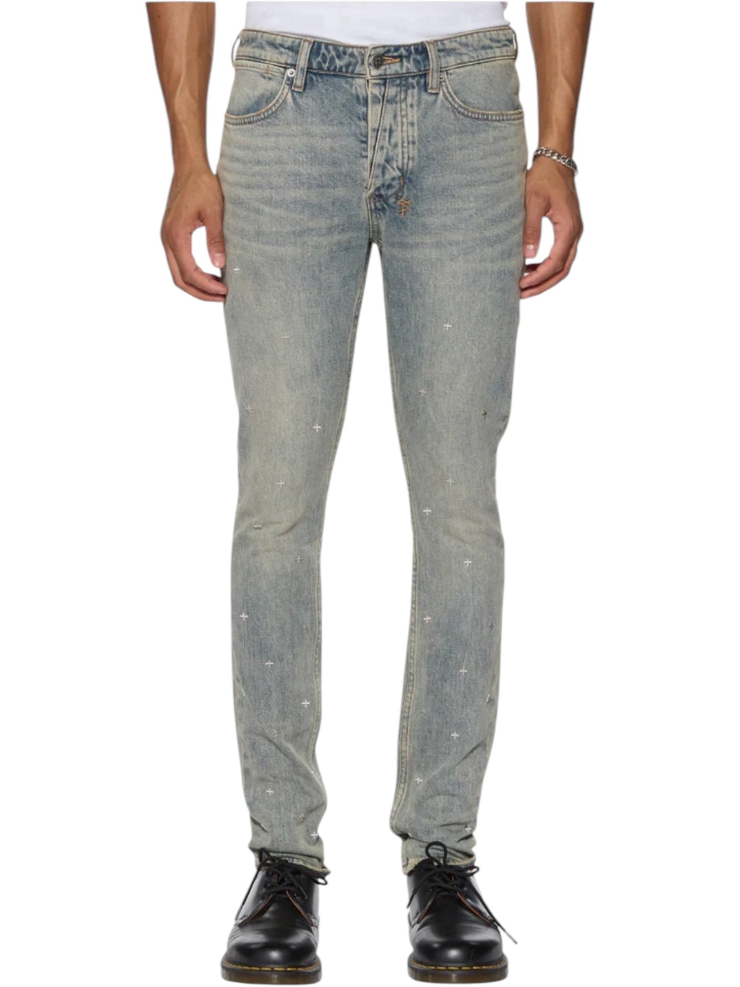 Ksubi Van Winkle Stagelight Metalik Denim Jeans for Men - Trendy High-Quality Distressed Skinny Jeans | Perfect for Casual Wear, Night Out and Street Style Fashion