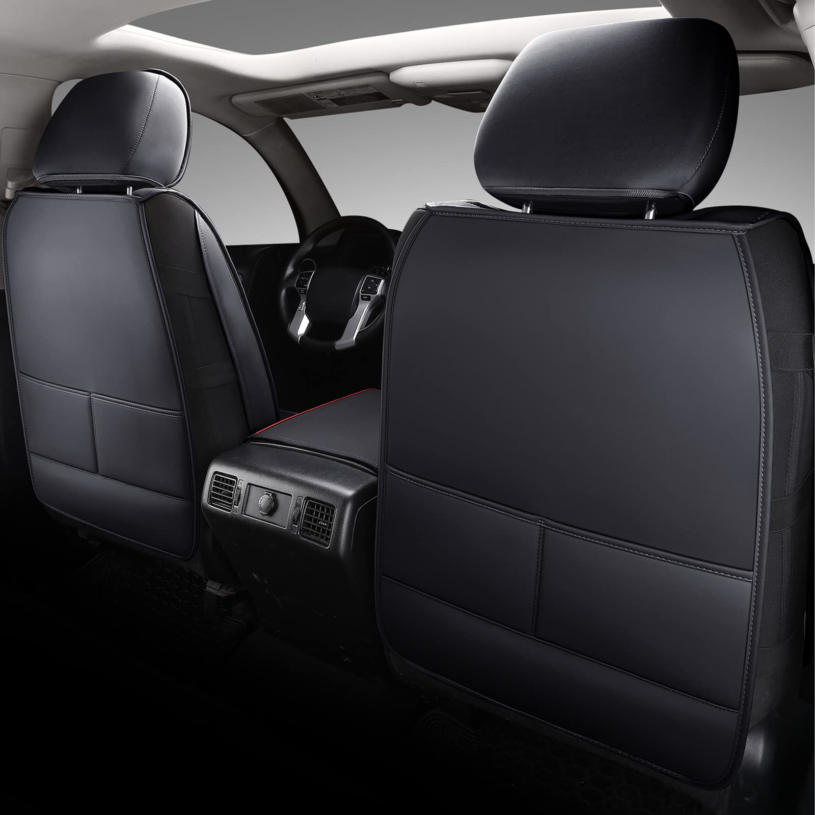 Premium Leather Car Seat Covers for 2007-2021 Toyota Tundra - Full Set Custom Fit Truck Seat Protectors (Red) | Durable & Stylish Upgrade for Off-Roading, Work Commutes & Family Road Trips