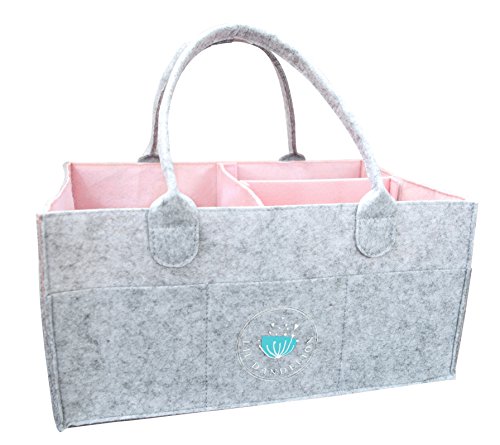 Pink Baby Diaper Caddy Organizer - Portable Changing Table Storage for Nursery & Car Travel, Baby Shower Gift Basket for Girls, Neutral Nursery Essentials & Registry Must-Have - Perfect for Diaper Changes, Baby Care Organization & On-the-Go Parents