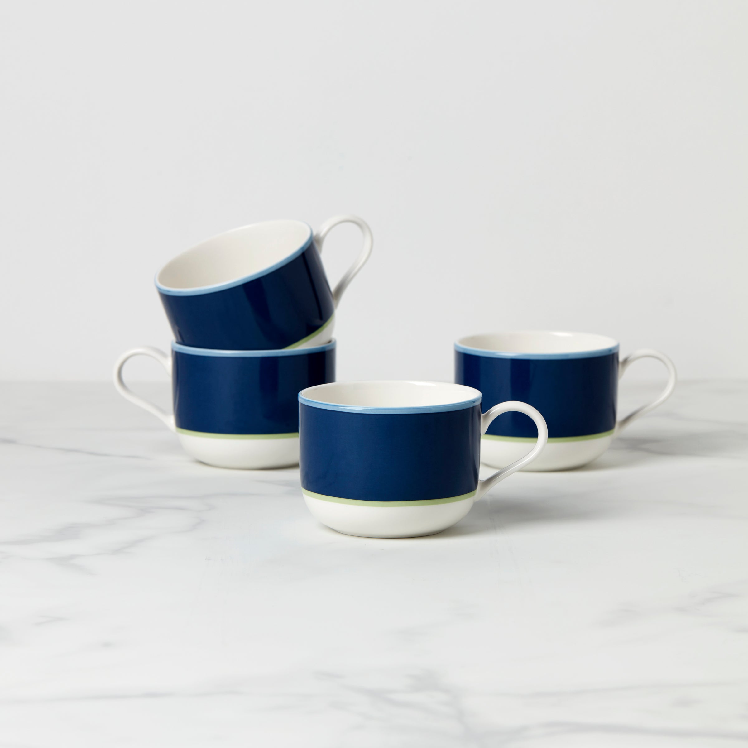 Make It Pop Mugs - Set of 4 Navy & Green Coffee Cups - Perfect for Home, Office, and Gift Giving