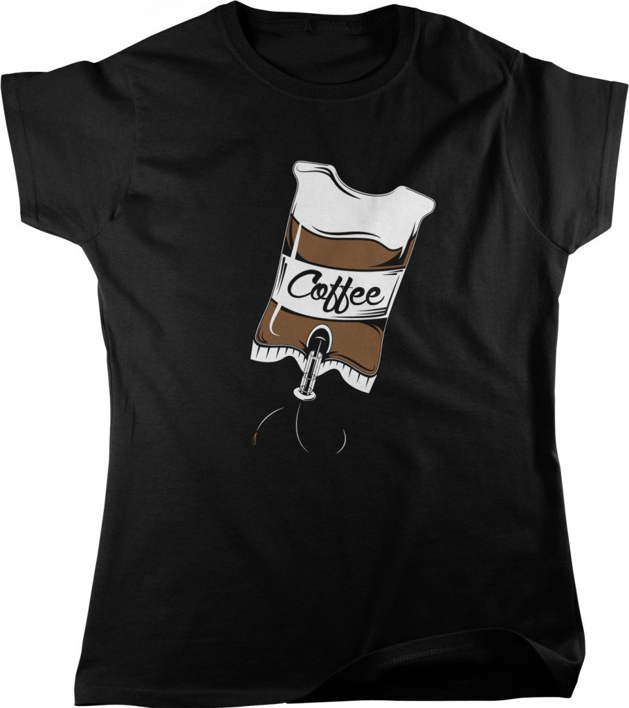 Coffee IV Bag T-Shirt - Funny Caffeine & Espresso Lover Graphic Tee for Women - Perfect Gift for Coffee Enthusiasts & Baristas