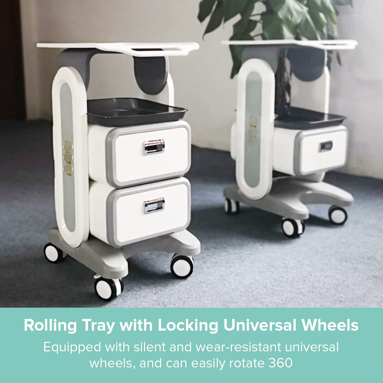 Professional Utility Cart with Wheels - Heavy Duty Rolling Cart with Drawers for Dental Office, Medical Trolley, Salon & Lab - Mobile Storage Cart for Cavitation Machines, Esthetician Supplies & Beauty Tools - Perfect for Clinics, Spas & Medical Facilities