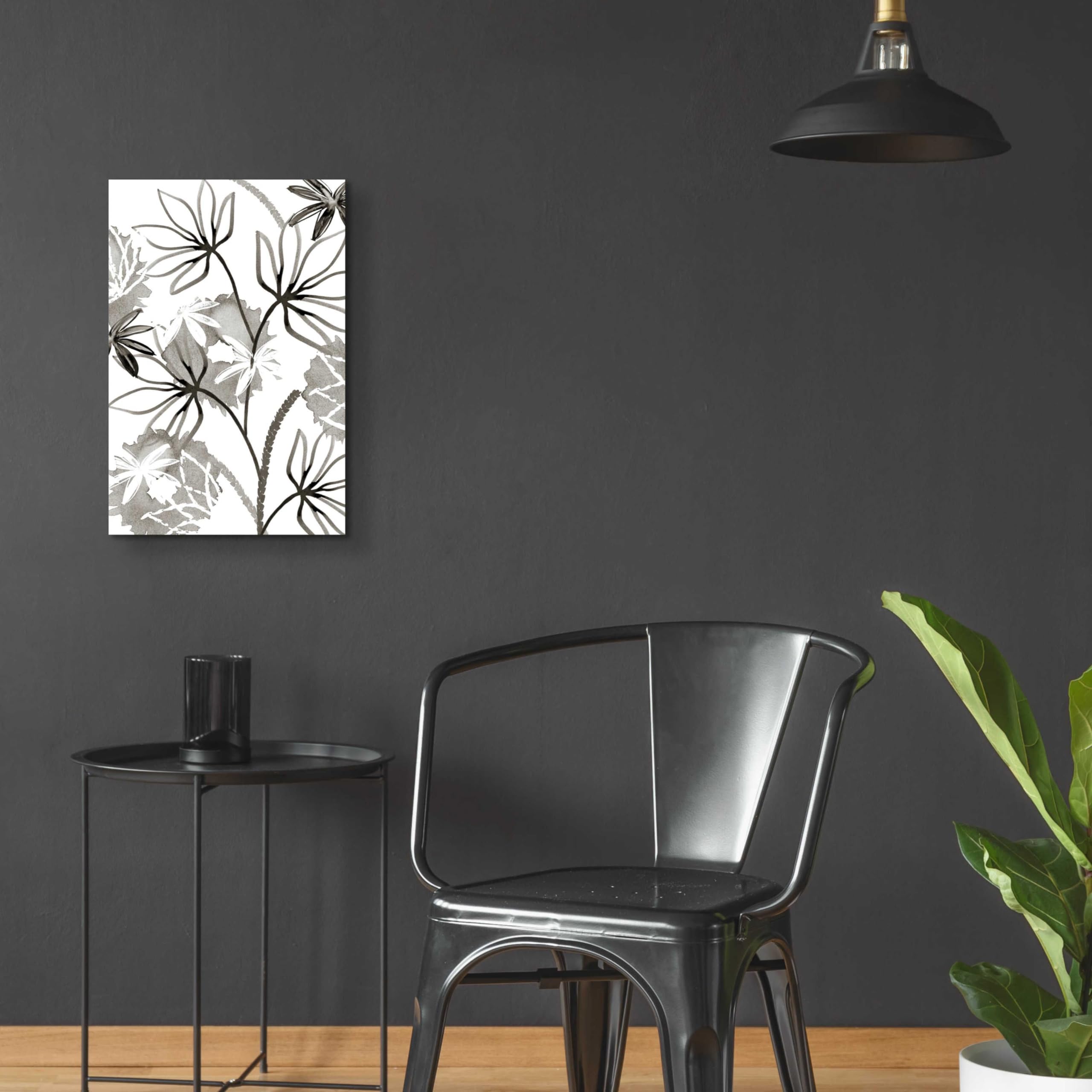 Flora Kouta 'Monochrome Flowers III' Abstract Acrylic Glass Wall Art - 16x24 Inches Modern Home Decor for Living Room, Bedroom & Office