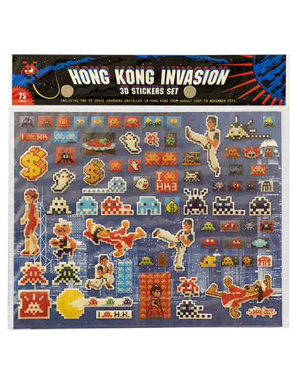 INVADER Hong Kong Invasion Stickers - Urban Street Art Decals for Laptops, Skateboards & Walls - Graffiti Style Collectible Stickers for Artists & Fans