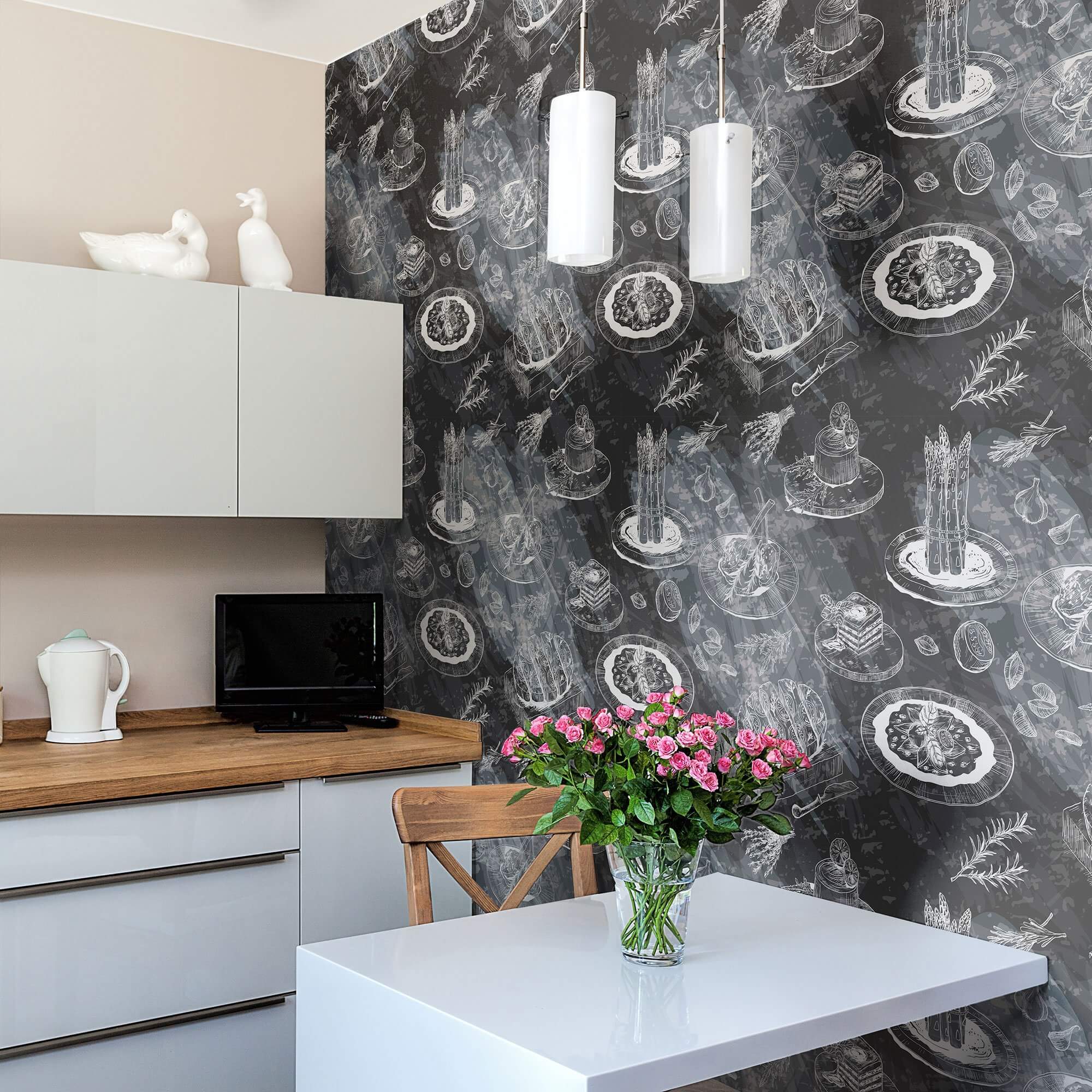 Black Bohemian Tile Adhesive Peel and Stick Removable Wallpaper 5816 - Self-Adhesive Decorative Wall Covering for Kitchen Backsplash, Bathroom, and Home Decor