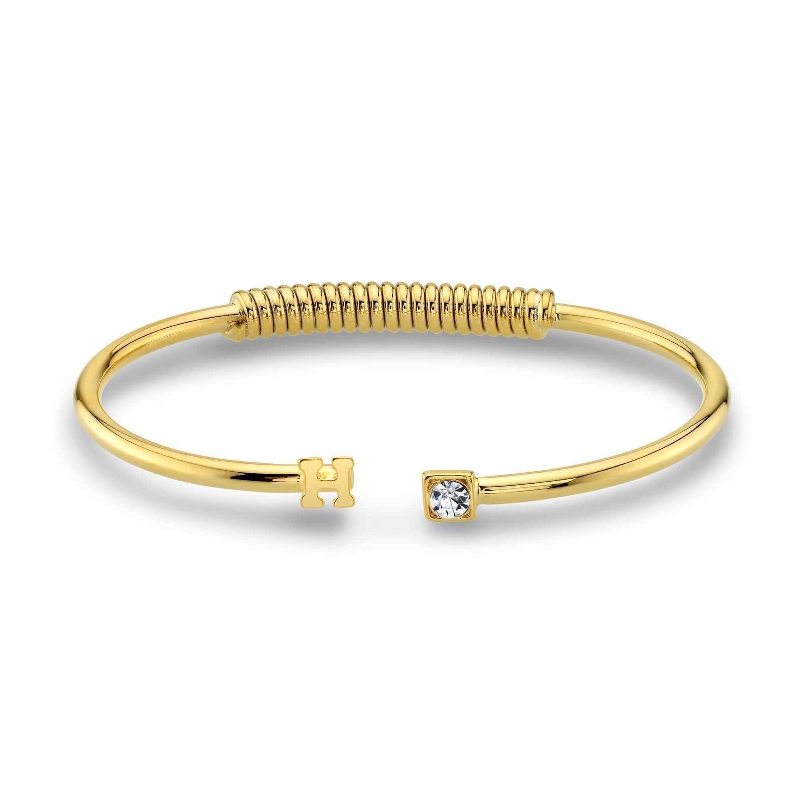 1928 Initial Cuff Bracelet with Crystal Accent - Personalized Letter Jewelry for Women, Perfect for Gifts, Parties, and Special Occasions