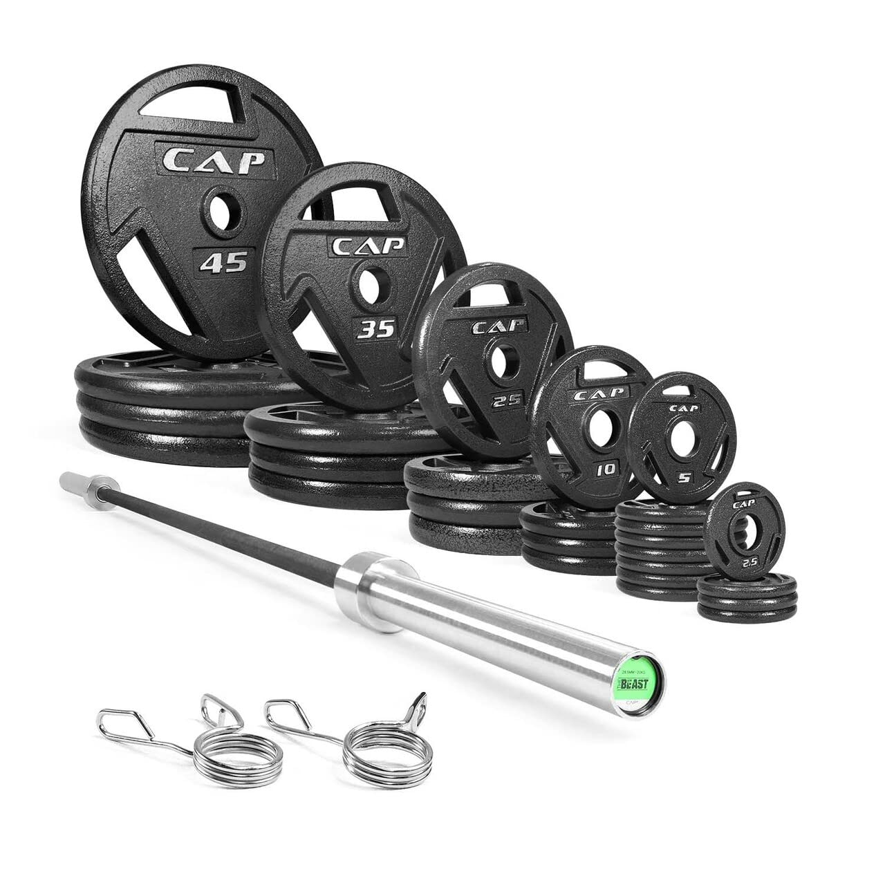 WF Athletic Supply 290lb, 300lb & 555lb Olympic Grip Plate Sets with 7ft Olympic Barbell - Premium Weight Plates for Strength Training, Weightlifting, Bodybuilding & Powerlifting - Perfect for Home Gym, CrossFit & Professional Training
