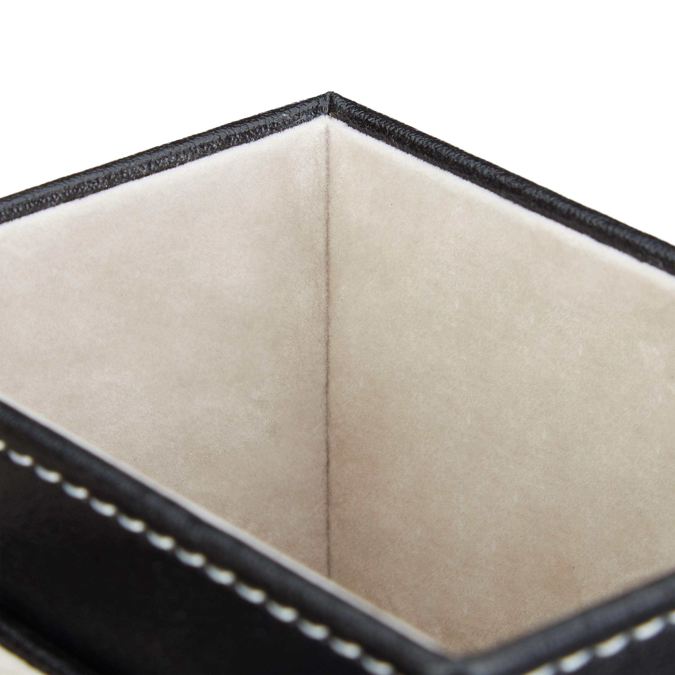 Premium Faux Leather Pen Holder - Stylish Desk Organizer for Pencils, Pens, Memos & Notes - Black Office Stationery Accessory - Perfect for Home Office, School & Workspace Organization