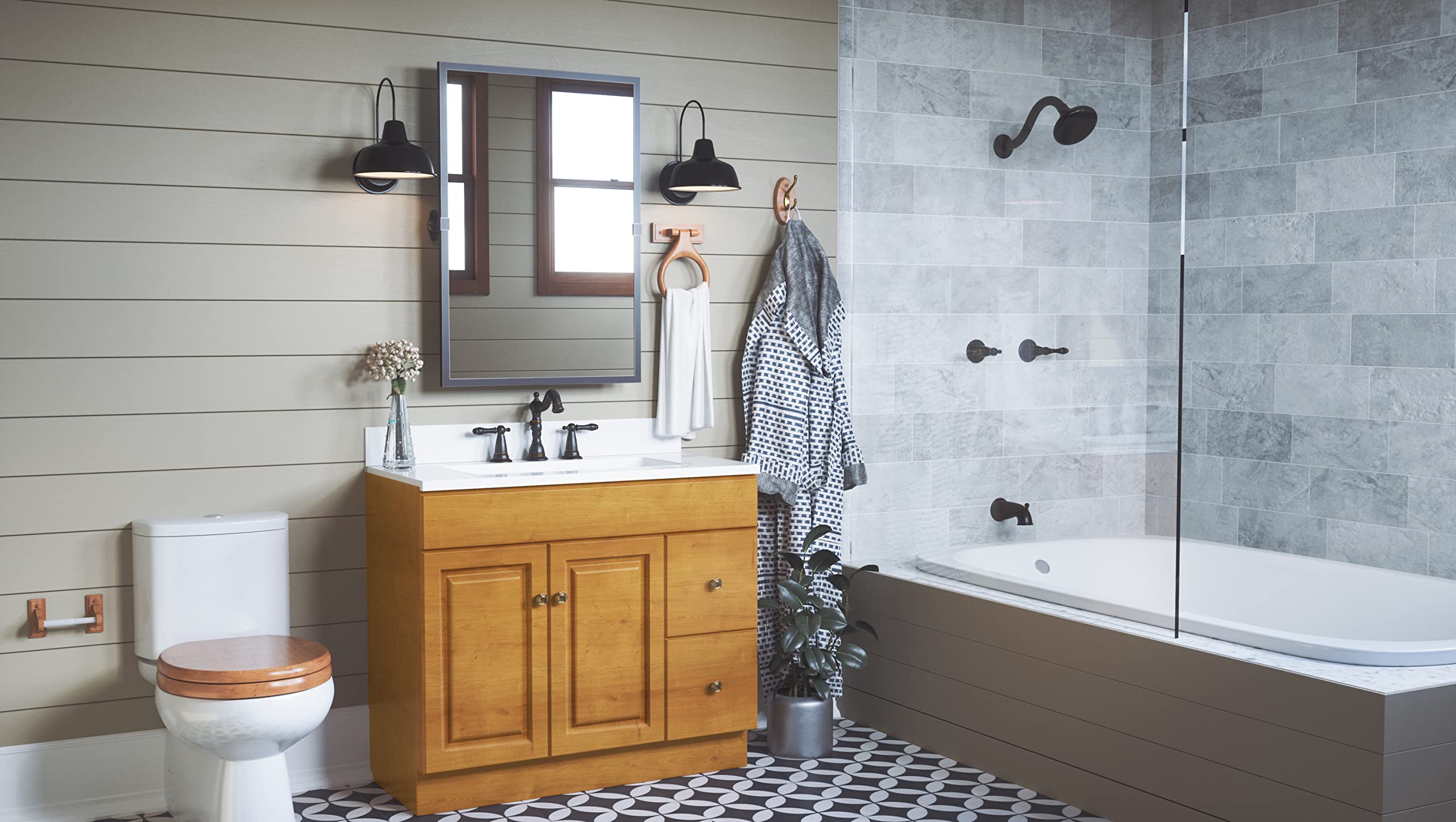 Dalton Rustic Wall-Mounted Toilet Paper Holder - Honey Oak Bathroom Tissue Roll Holder - Perfect for Farmhouse, Cottage & Vintage Style Bathrooms