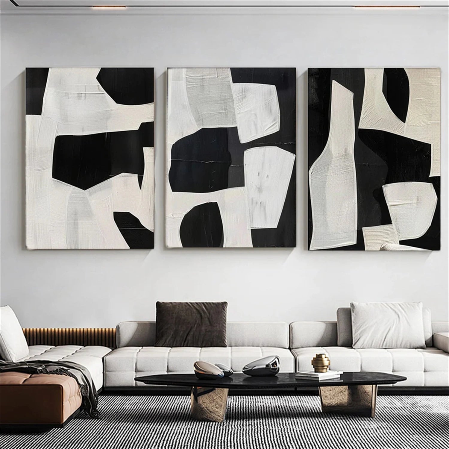Abstract Tranquility Set of 3 Wall Art Paintings - Modern Minimalist Canvas Prints for Living Room, Bedroom & Office Decor - #WS211