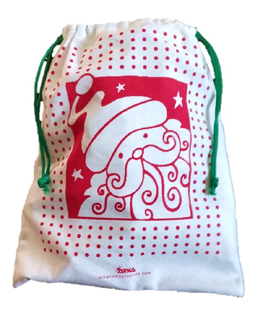 Arka Christmas Drawstring Gift Bags - Set of 3 Premium 100% Cotton Canvas Bags | Eco-Friendly Holiday Gift Packaging (10x12 Inches, Off-White) - Perfect for Christmas Presents, Party Favors & Stocking Stuffers