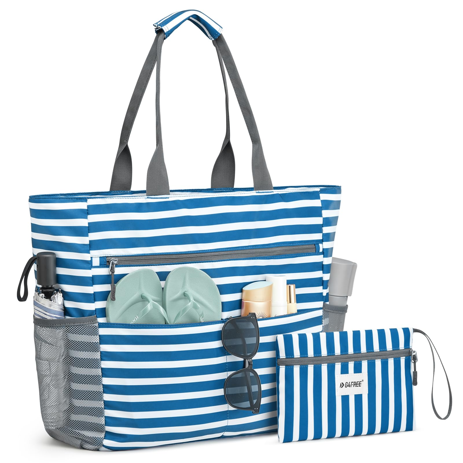 G4Free Waterproof Sandproof Beach Tote Bag - Large Capacity Foldable Beach Bag for Women, Perfect for Pool, Travel & Outdoor Adventures