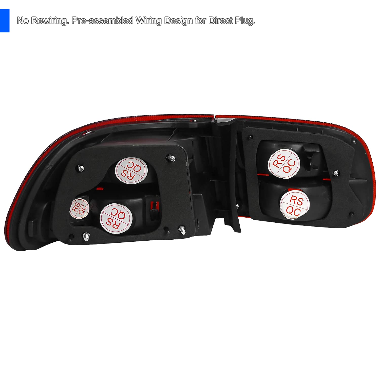 Spec-D Tuning Red Smoke Lens Tail Lights for 1992-1995 Honda Civic 3-Door Hatchback - Left & Right Pair Assembly | Stylish LED Brake Lights for Enhanced Visibility & Custom Look | Perfect for Night Driving & Car Shows