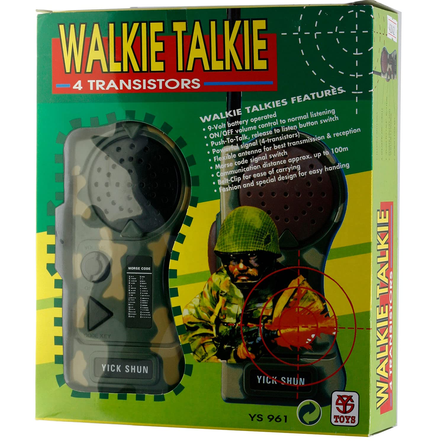 Camouflage Walkie Talkies Toy with Flexible Antenna - Model YS-961 for Kids Outdoor Adventures, Camping & Backyard Games
