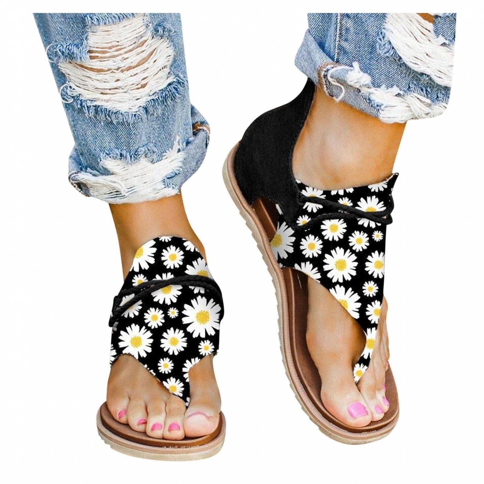 Women's Braided Clip Toe Flats Sandals - Slip On Strappy Roman Slides for Dressy Summer Outfits | Perfect for Beach, Vacation, and Casual Wear