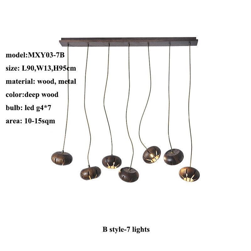 Elegant Wooden LED Chandelier - Modern Rustic Ceiling Light Fixture with Warm White Lighting | Perfect for Dining Room, Bedroom or Cabin Decor