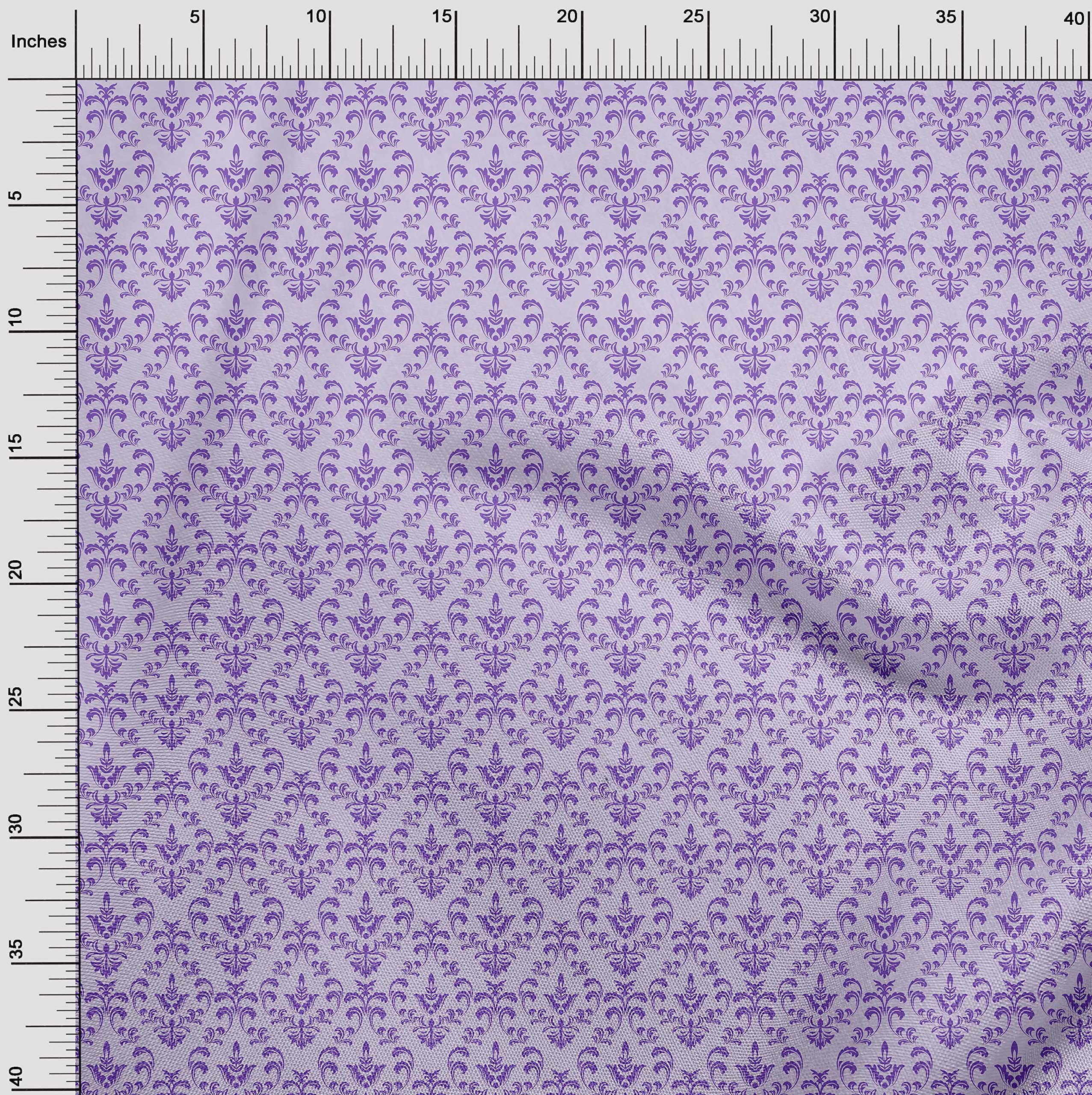 oneOone Rayon Amethyst Printed Damask Fabric - 56 Inch Wide Sewing Material for DIY Clothing, Dresses & Home Decor | Premium Quality by The Yard
