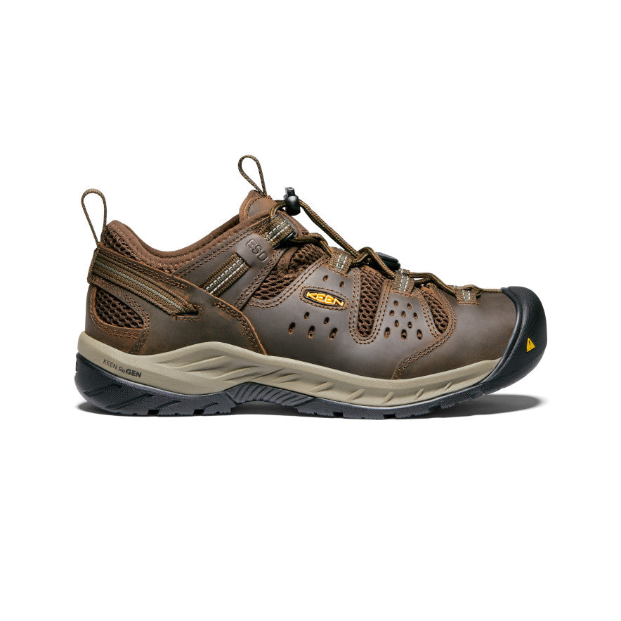 Men's Atlanta Cool II ESD Soft Toe Work Shoes - Cascade Brown/Forest Night - Slip Resistant & Electrical Hazard Protection for Construction & Warehouse Workers