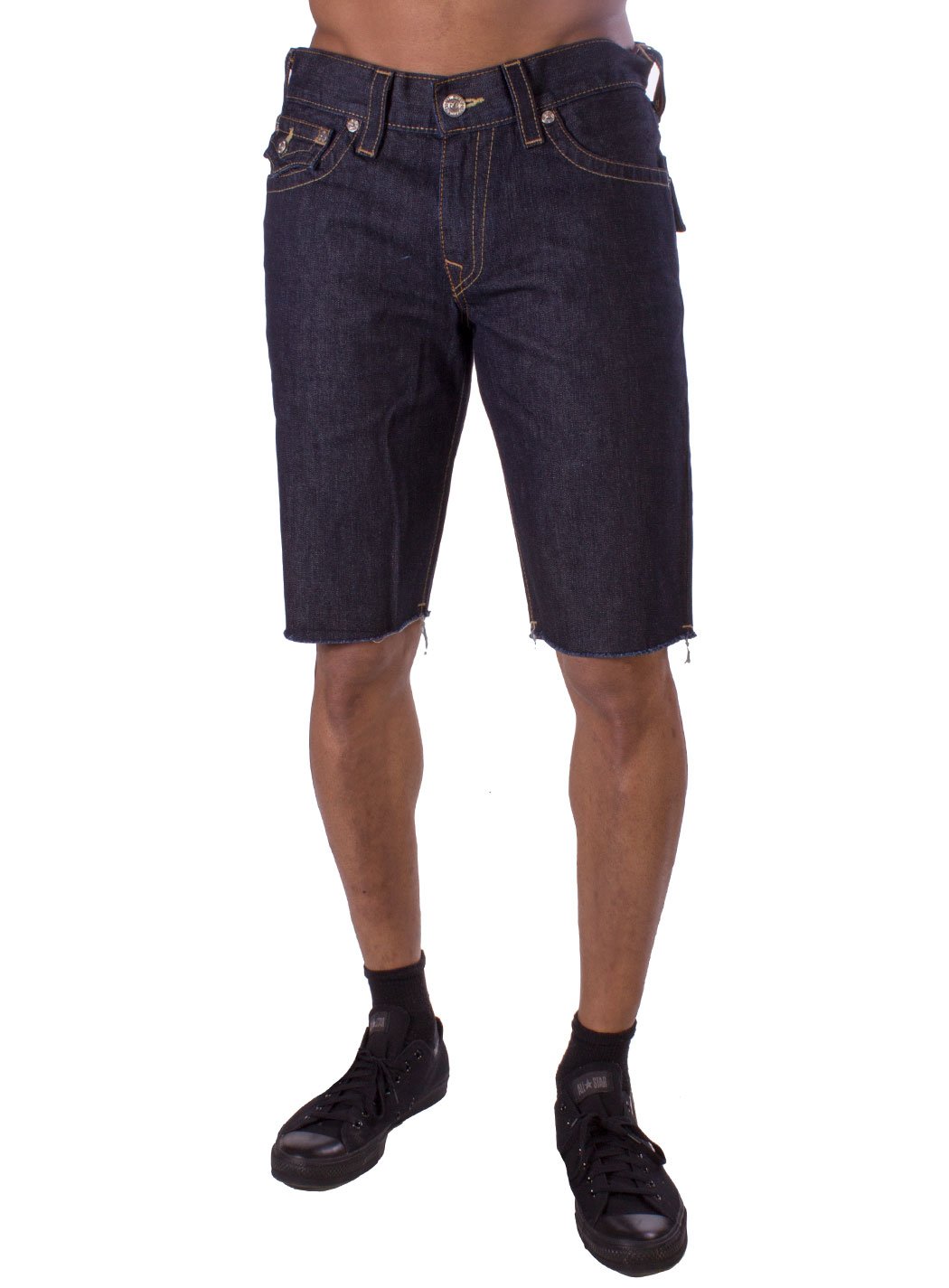 True Religion Men's Ricky Cut-Off Originals Denim Shorts - Midnight Blue Wash | Comfortable & Stylish Casual Wear for Summer Outings, Beach Trips & Weekend Hangouts