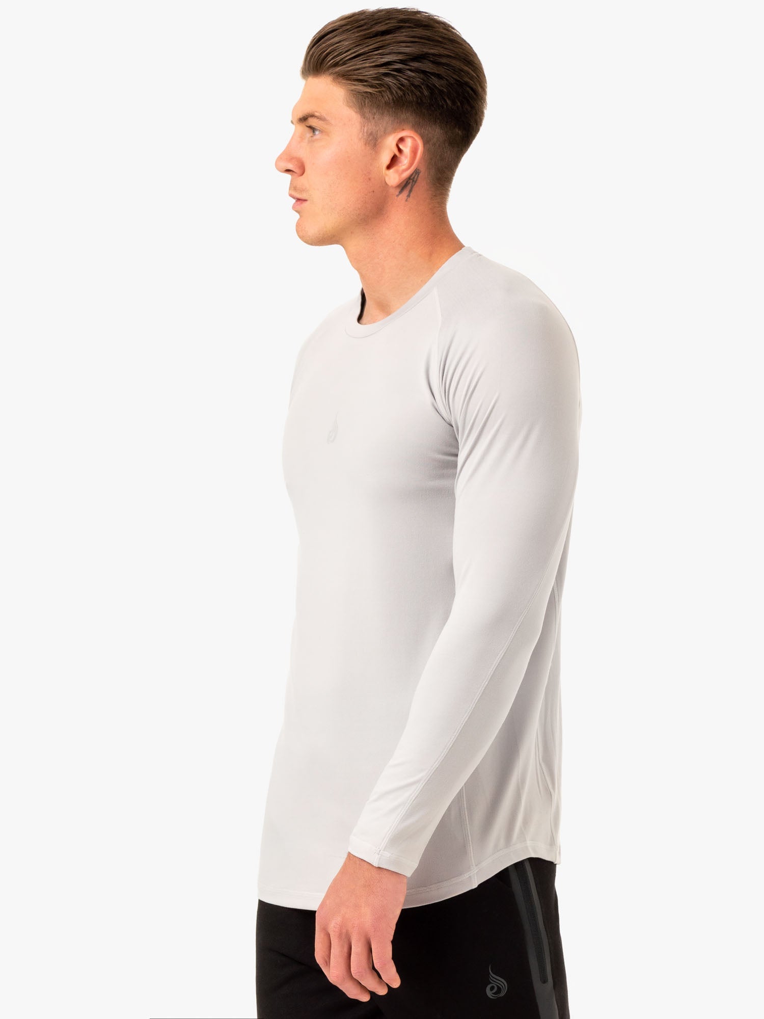 Enhance Long Sleeve Workout Shirt for Men & Women - Breathable Snow Grey Athletic Top for Gym, Running & Outdoor Training