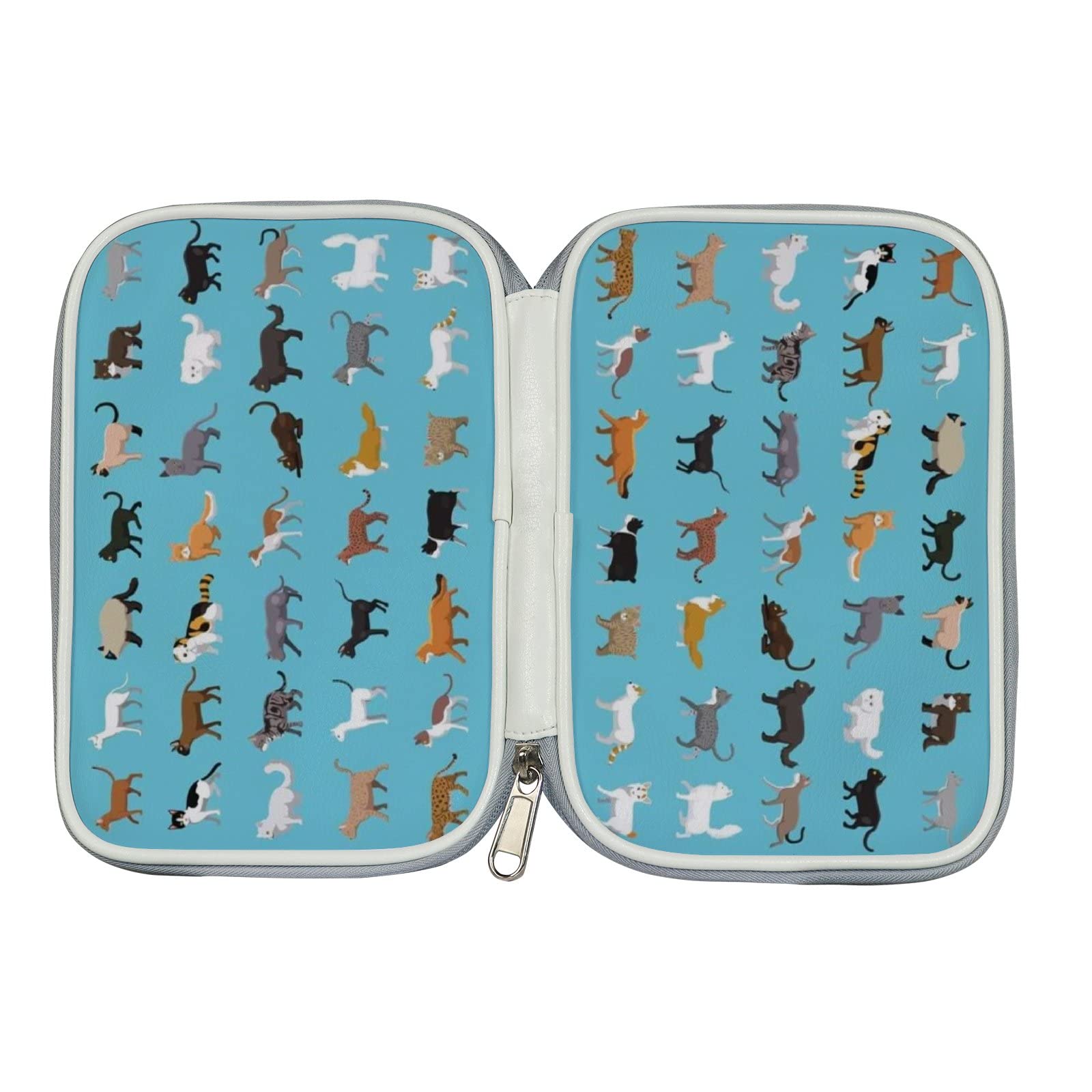 Cute Blue Kawaii Colorful Cats Makeup Bag for Women - Large Waterproof Travel Toiletry Organizer | Perfect for Travel, Gym, and Daily Cosmetics Storage