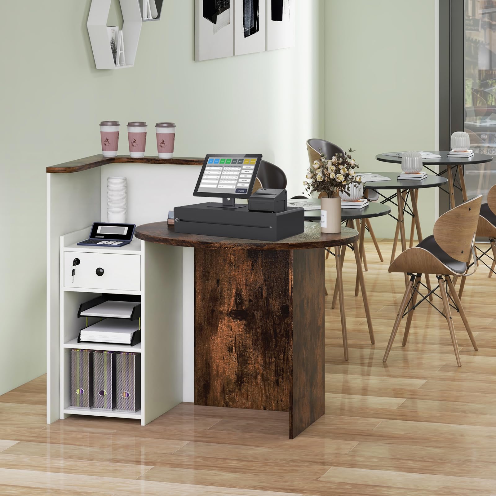 Giantex Reception Desk with Lockable Drawer - 63