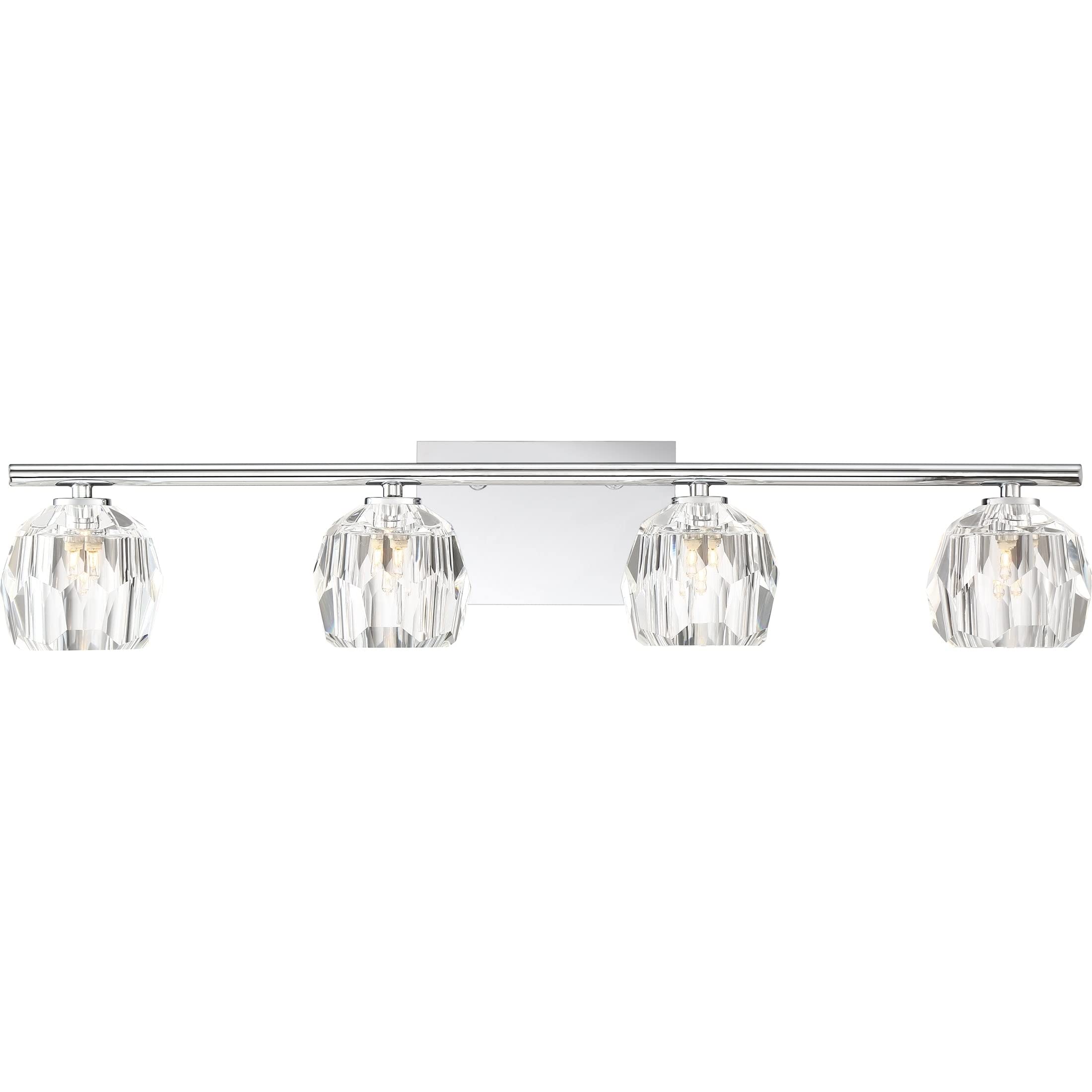 Polished Chrome 4-Light Vanity Light with Crystal Accents - Dimmable Transitional Bathroom Lighting Fixture for Modern & Classic Decor - Perfect for Bathroom, Dressing Room & Vanity Areas