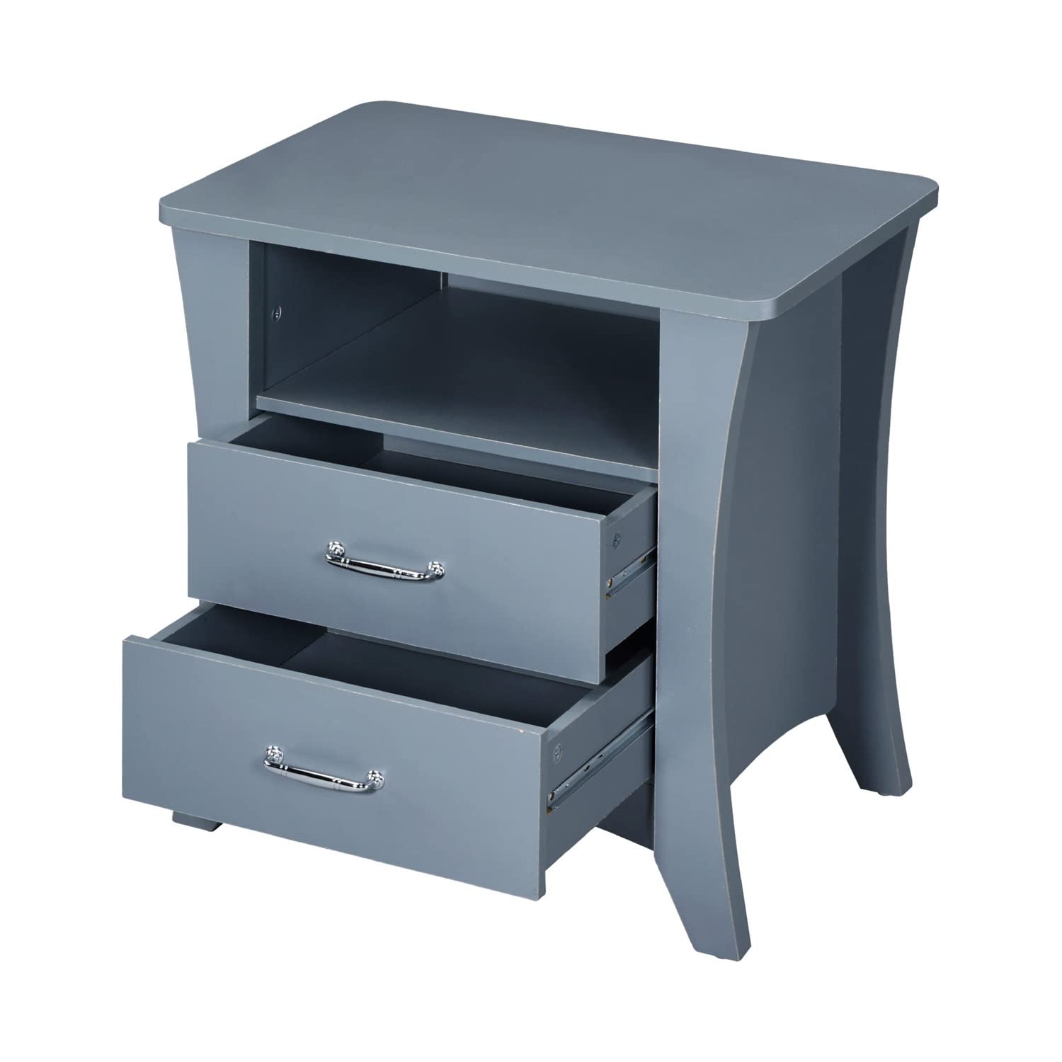 Simple Relax 2-Drawer Nightstand, Grey - Modern Bedside Table with Storage for Bedroom, Living Room & Office - Compact Night Stand with Smooth Gliding Drawers for Easy Organization