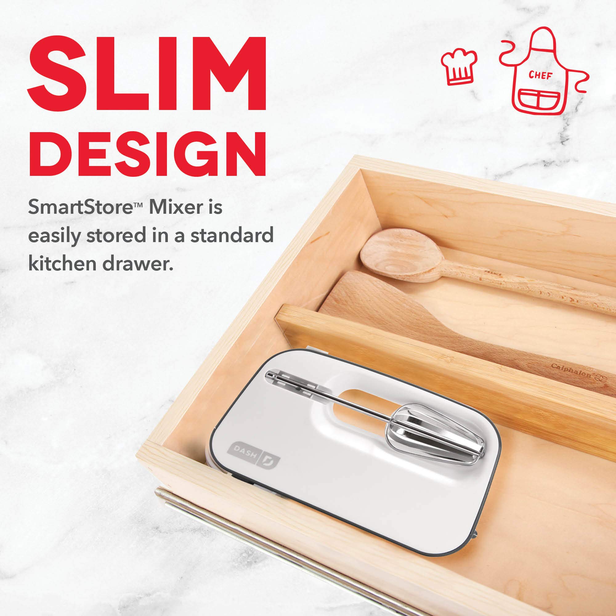 Dash SmartStore™ Deluxe Compact Electric Hand Mixer with Whisk & Milkshake Attachment - 3 Speed, 150W, Grey - Perfect for Baking Cookies, Cakes, Brownies, Dough & More - Ideal for Home Kitchen, Baking Enthusiasts & Small Batch Cooking