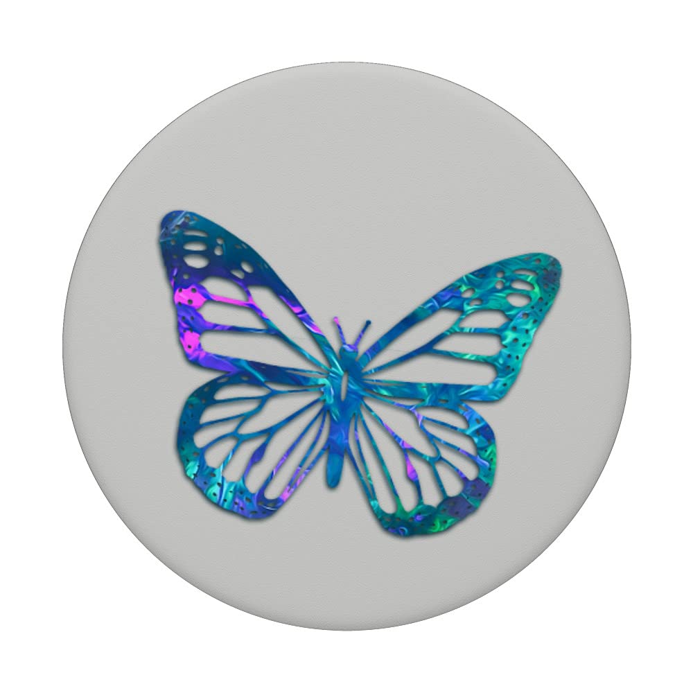 Purple Blue Violet Butterfly Phone Grip - Swappable PopGrip for Slate Gray PopSockets - Perfect for Everyday Use, Travel, and Selfies