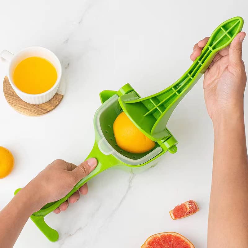 Heavy Duty Manual Fruit Juicer Press - Hand Crank Juice Extractor for Pomegranates, Lemons, Oranges, Apples & More | Green Stainless Steel Juicer for Home, Kitchen, Camping & Healthy Juicing