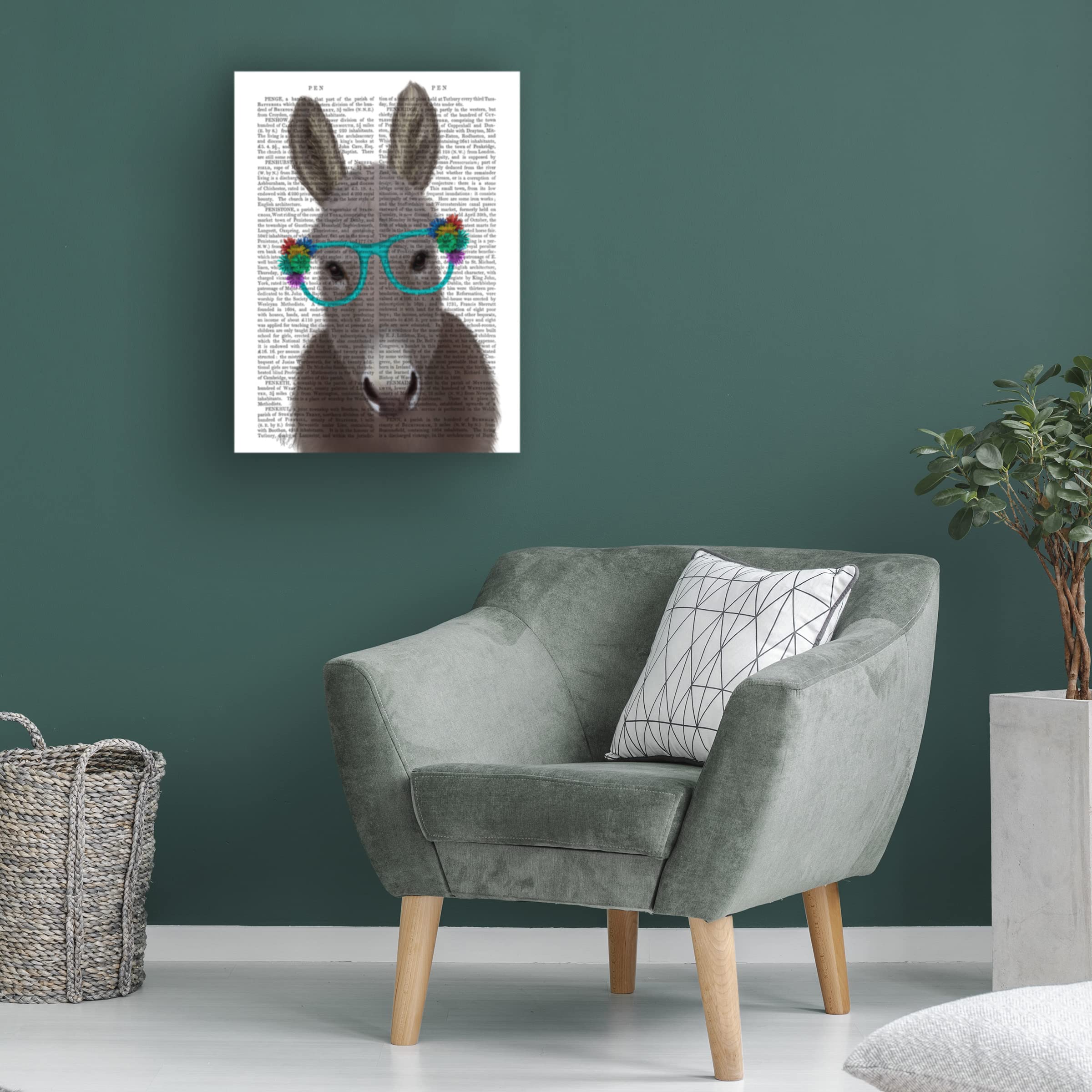 Trademark Fine Art 'Donkey with Turquoise Flower Glasses' Canvas Wall Art Print by Fab Funky - Perfect for Living Room, Bedroom & Office Decor