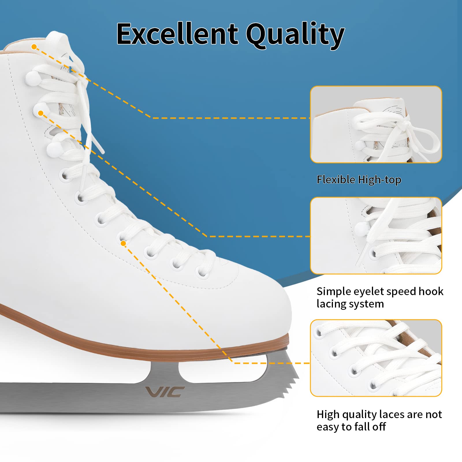 Women's Figure Ice Skates with Lace-Up Design & Skate Guards - Perfect for Indoor & Outdoor Skating, Ice Hockey, and Recreational Use