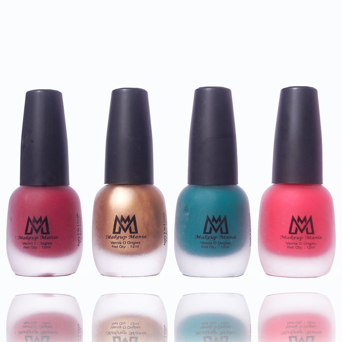 Makeup Mania Velvet Matte Nail Polish Set - 4 Pack Long Lasting Nail Paint Combo (12ml Each) - Multicolor Nail Art Kit for Women | Perfect for Parties, Weddings & Everyday Wear (Set #17)