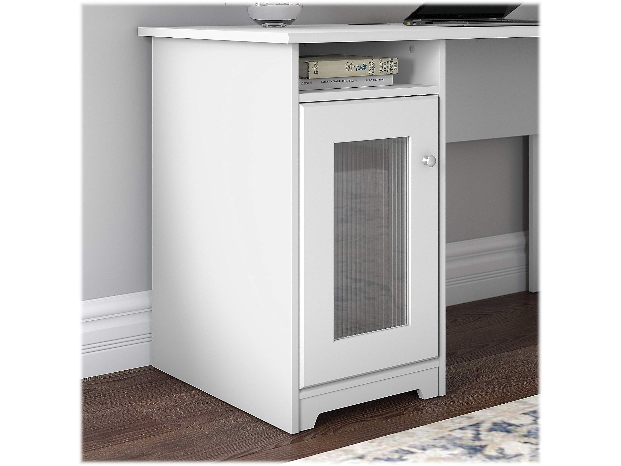 Bush Furniture Cabot L-Shaped Computer Desk in White - Corner Desk with Drawers & Storage for Home Office | Space-Saving Workstation for Small Rooms, Gaming Setup & Remote Work
