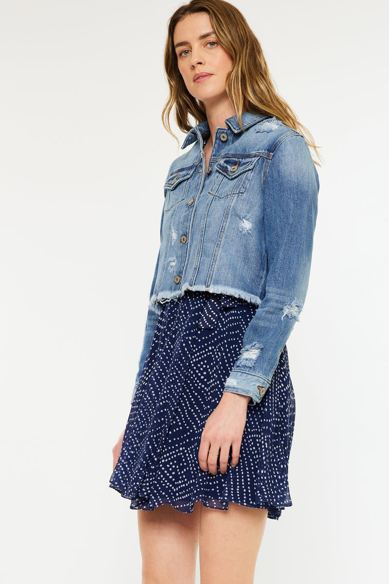 Vintage Distressed Denim Jacket for Men & Women - Classic Blue Washed Denim Trucker Jacket with Button Front & Chest Pockets | Perfect for Casual Outfits, Streetwear, and Layering in Fall & Spring