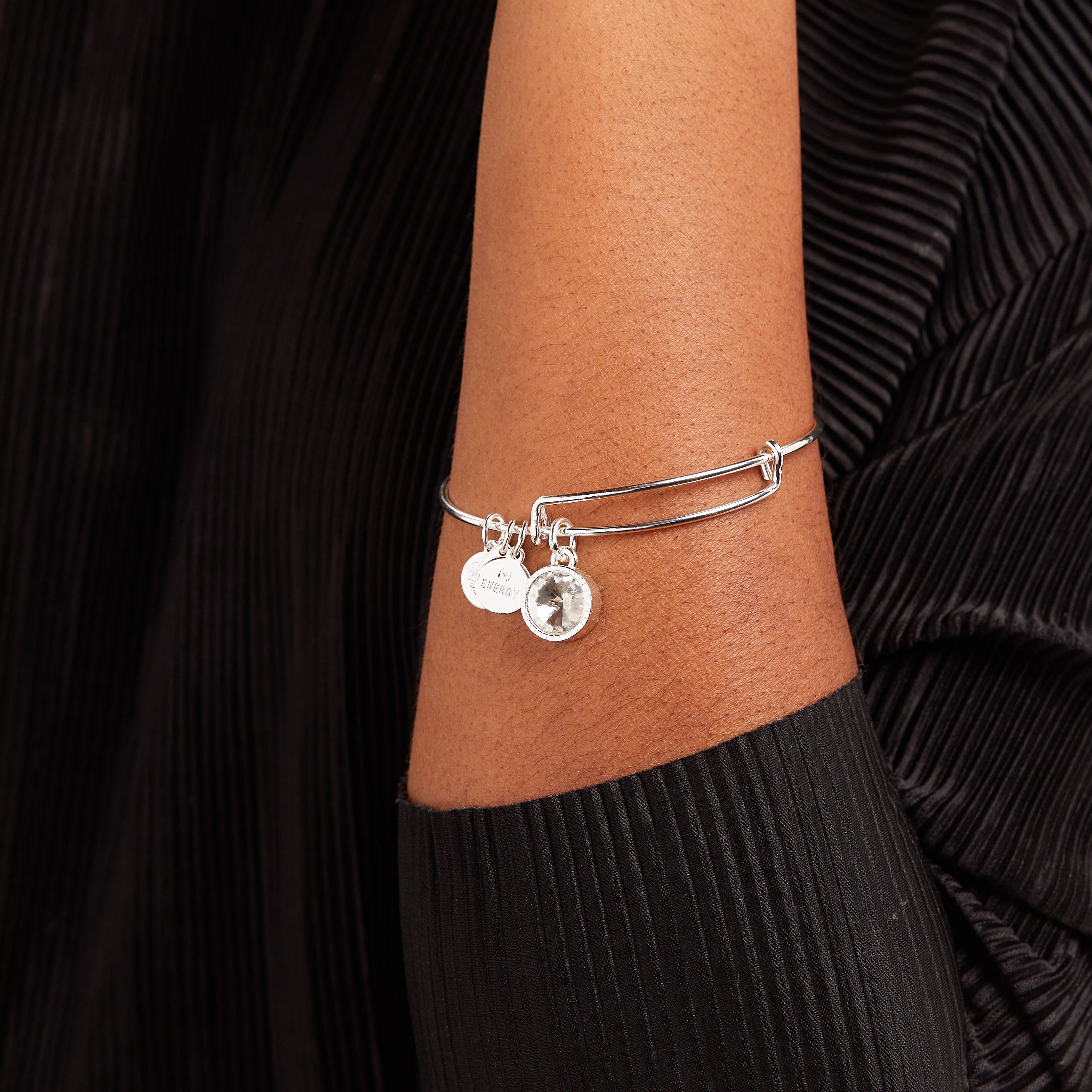 April Birthstone Bracelet - Clear Crystal Charm Bangle for Women, Girls | Perfect Gift for Birthday, Anniversary & Special Occasions | Elegant Jewelry for Everyday Wear & Formal Events