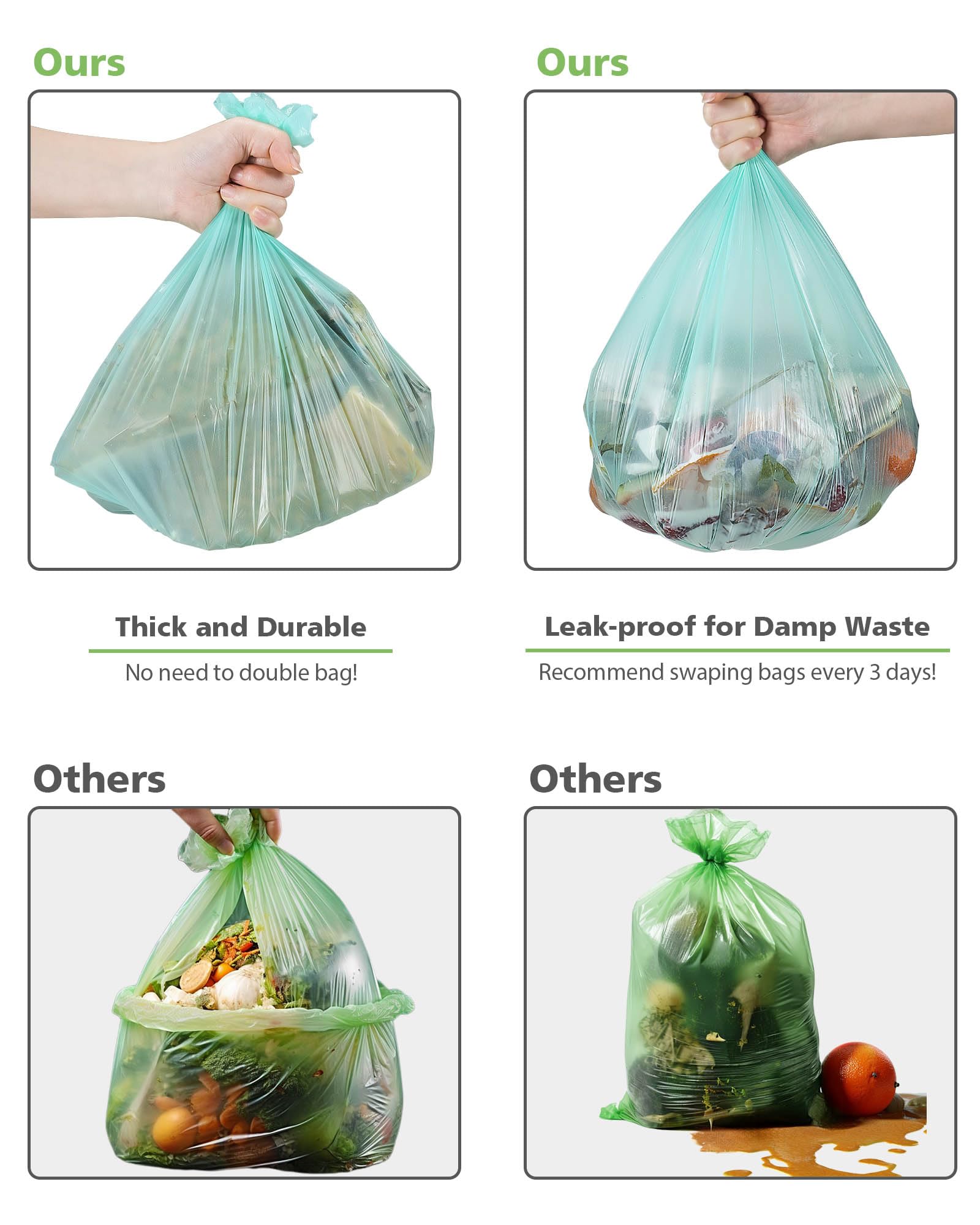 AYOTEE 3 Gallon Compostable Trash Bags - 150 Pack Small Biodegradable Kitchen Waste Bags for Countertop Compost Bin | Eco-Friendly Food Scraps Disposal | Perfect for Organic Waste, Home Composting & Sustainable Living